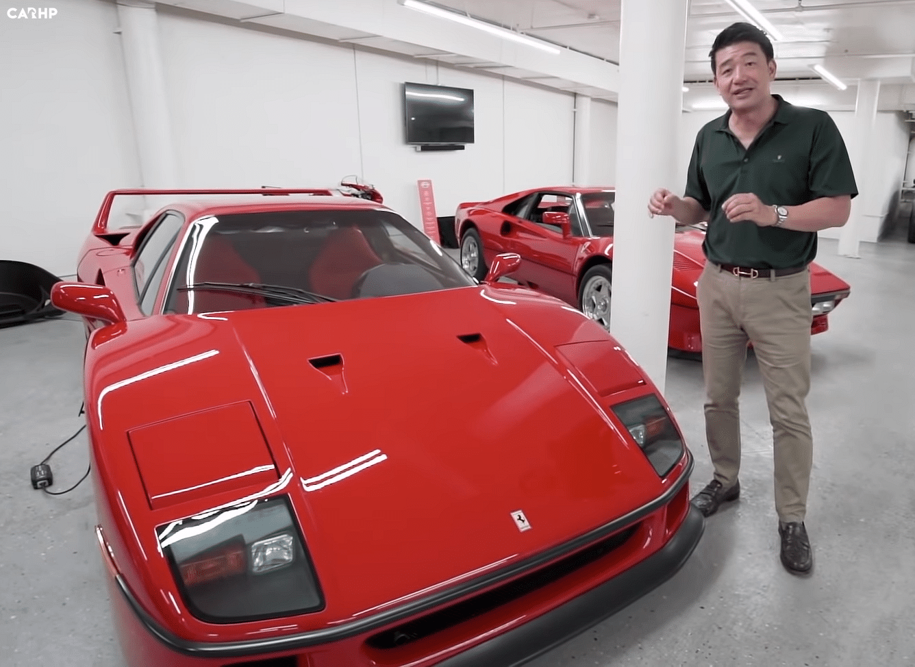 1990 red Ferrari F40 with David Lee