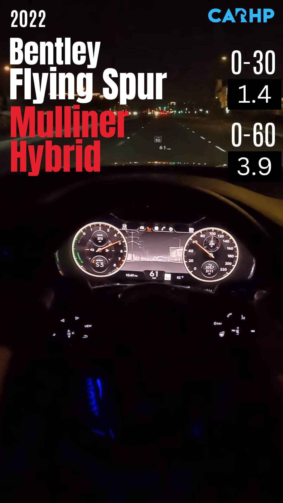2022 Bentley Flying Spur Mulliner Hybrid 0-60 mph time