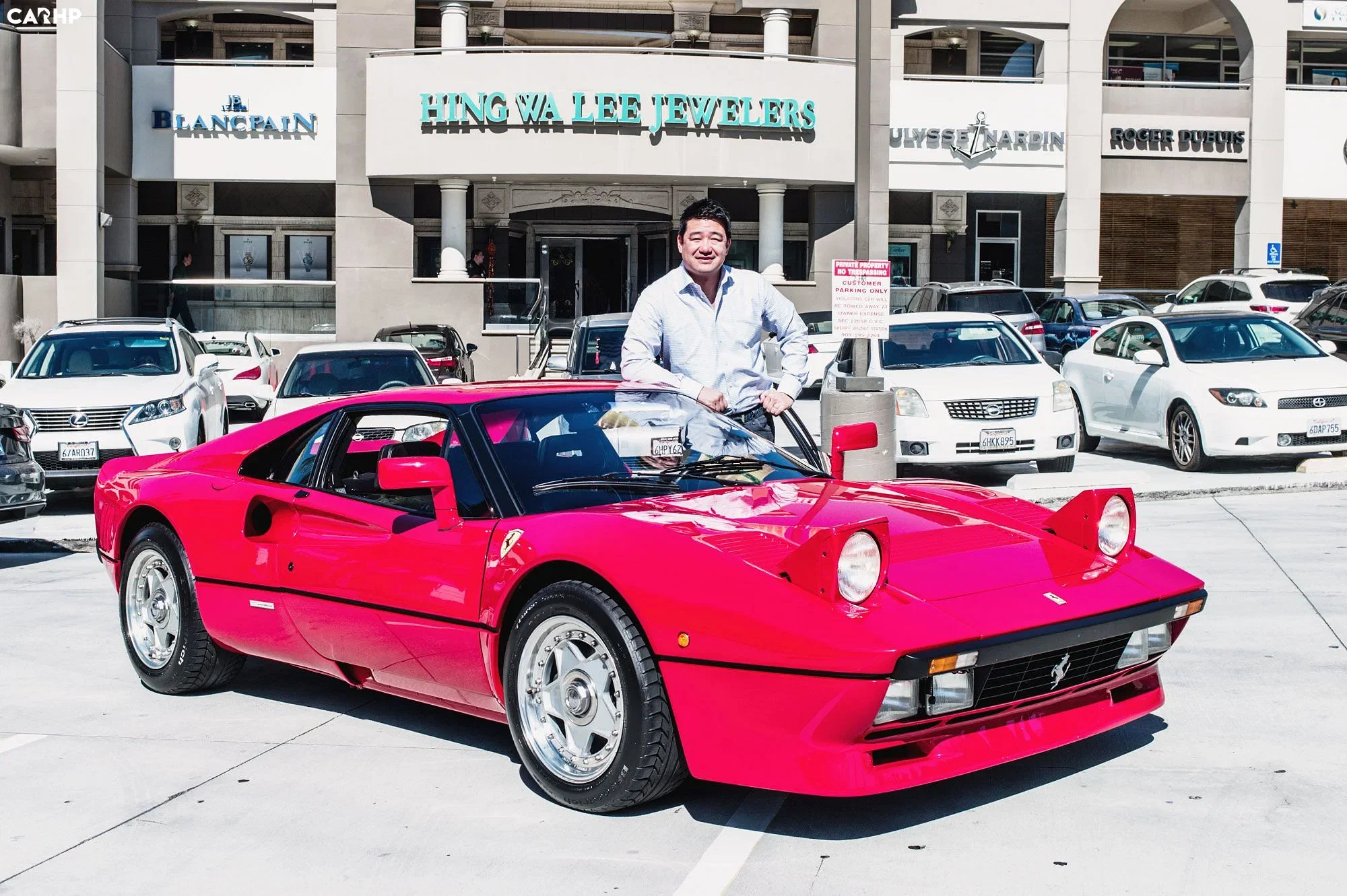 1985 red Ferrari 288 GTO with David Lee